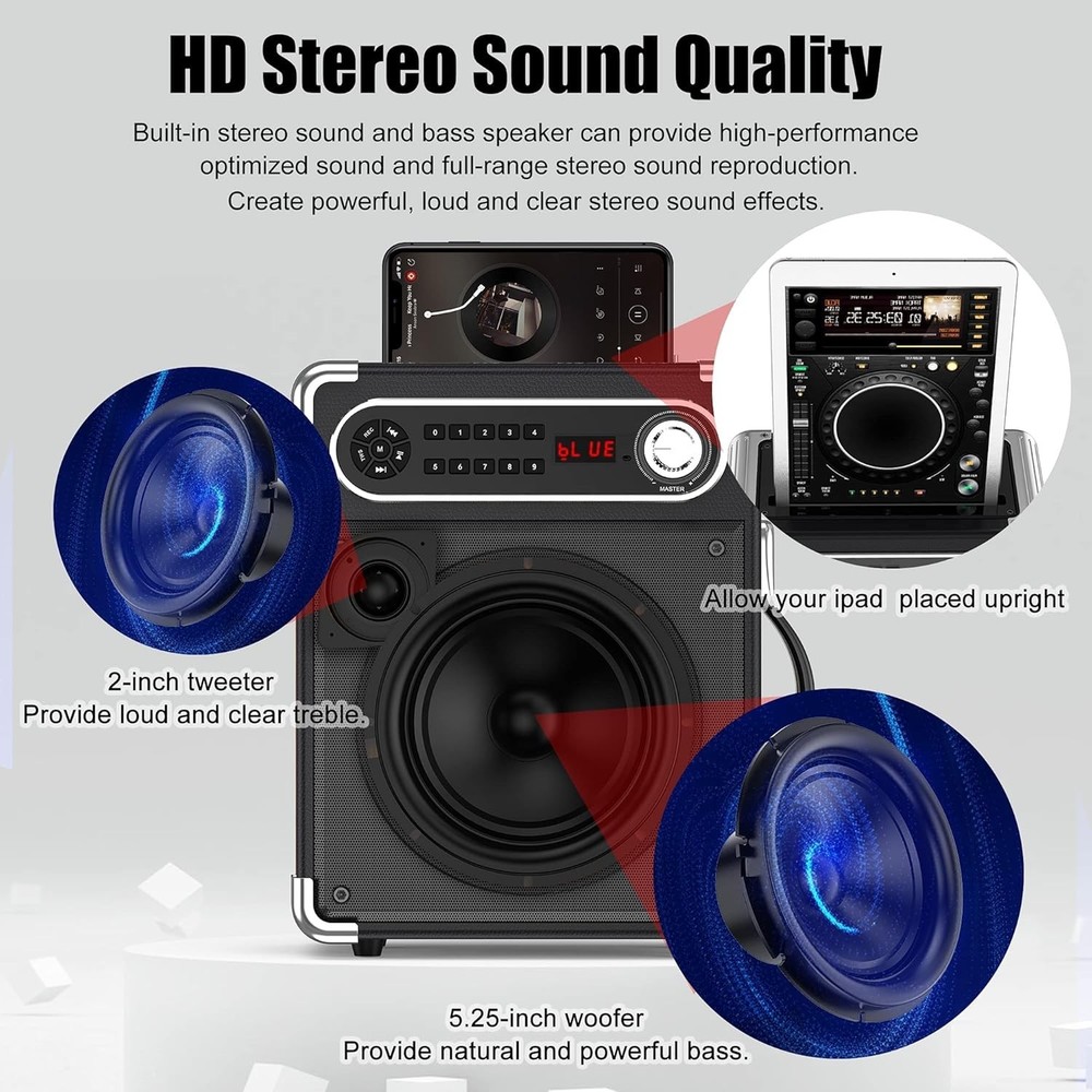 Advanced Portable PA System with Bluetooth, Bass Adjustment & Remote Control