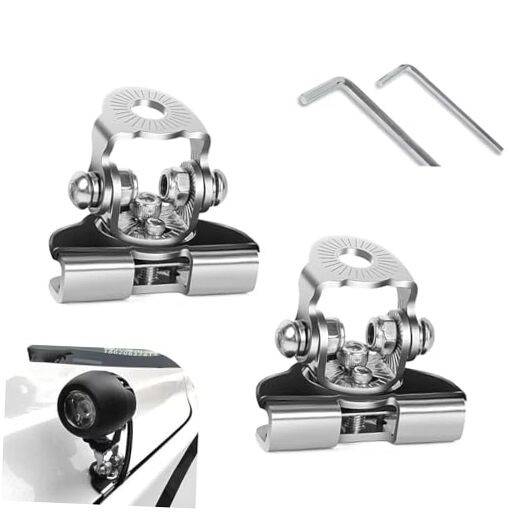 LED Light Bar Mounting Brackets, Wide-Angle Adjustable Pillar Hood 2 PCS Silver