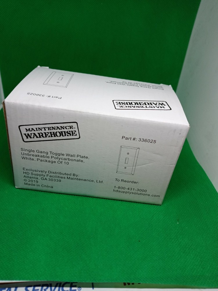 Single Gang Toggle Wall Plate unbreakable polycarbonate white 10 pack