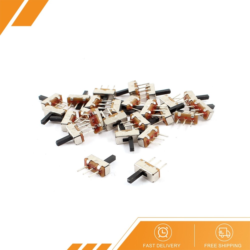 25 Pcs 3 Terminals PCB Mount 2 Position SPDT Horizontal Mini Slide Switch