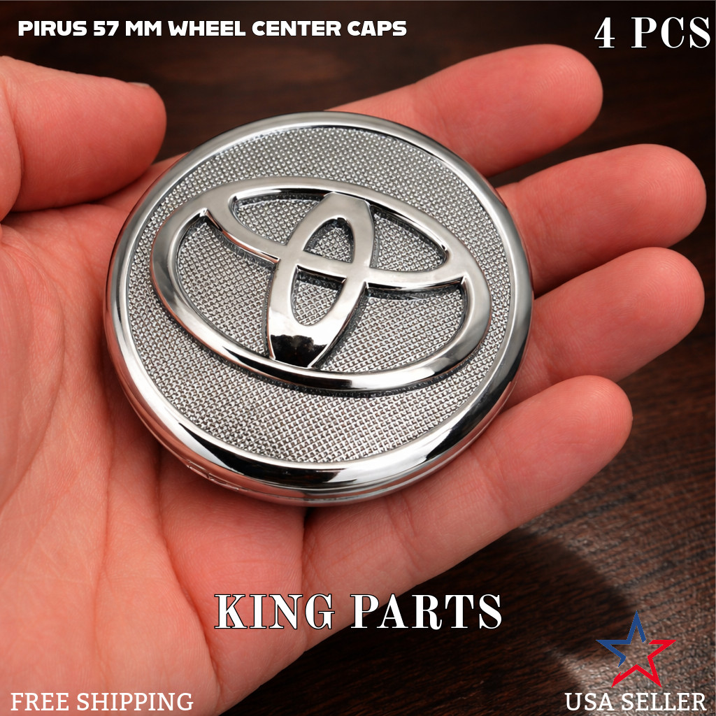Set of 4 Toyota Wheel Center Hub Caps 57mm Chrome Logo Prius Corolla Yaris