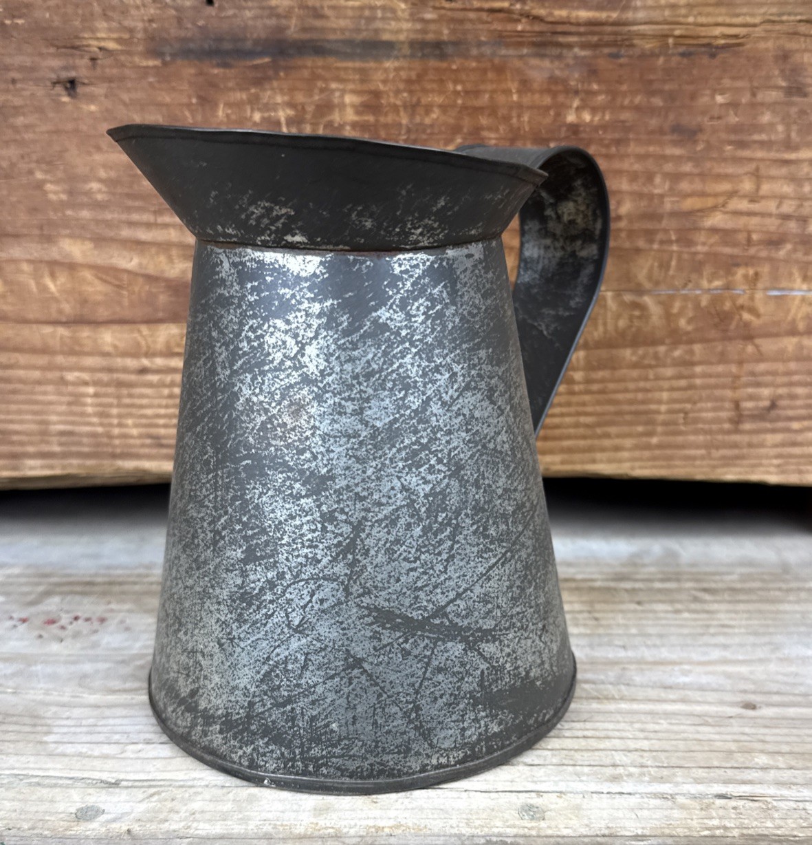 Early Antique Tin Pitcher Tinsmith Made Primitive Pitcher