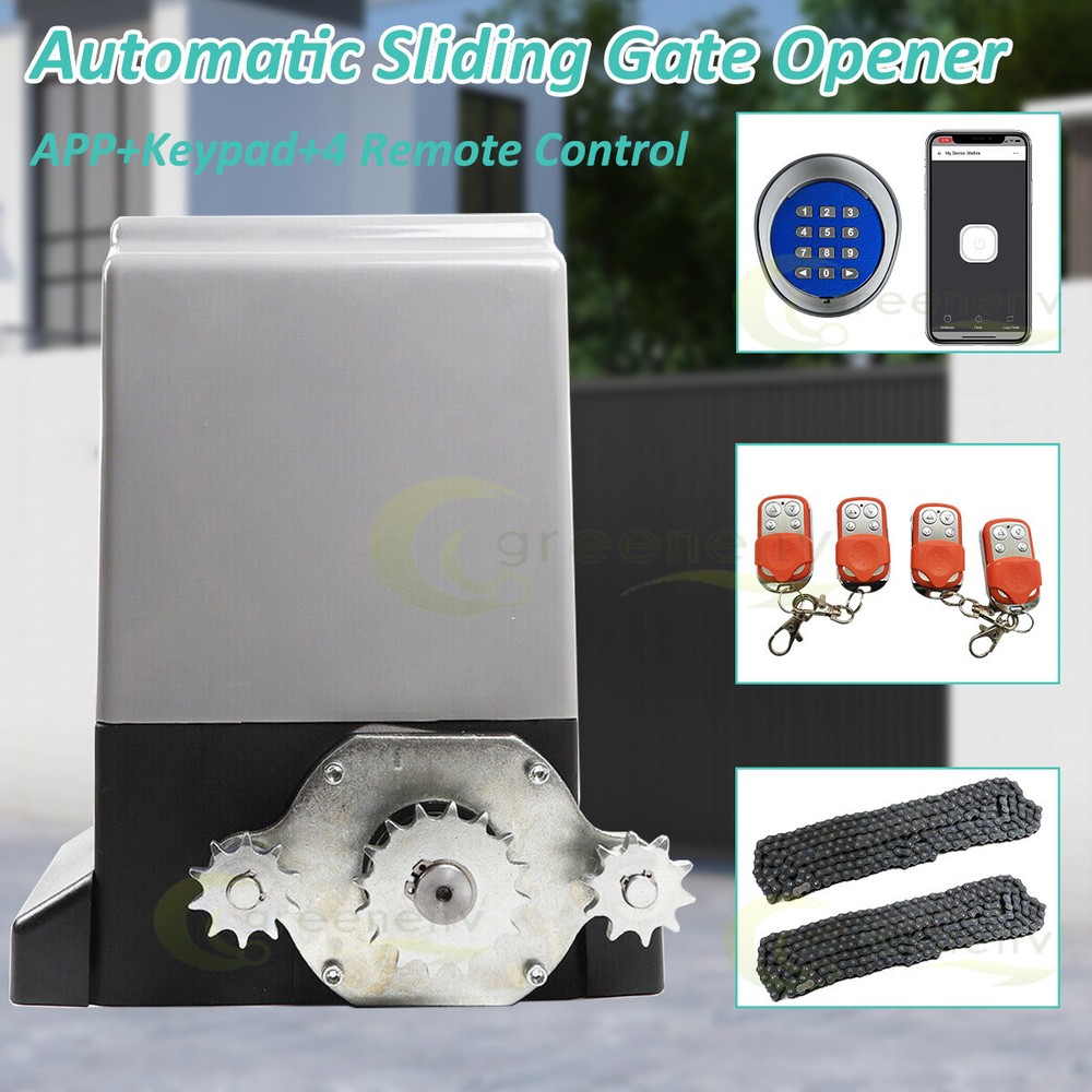 4400lbs Automatic Sliding Gate Opener Door Operator 4 Remote+Keypad+APP Control