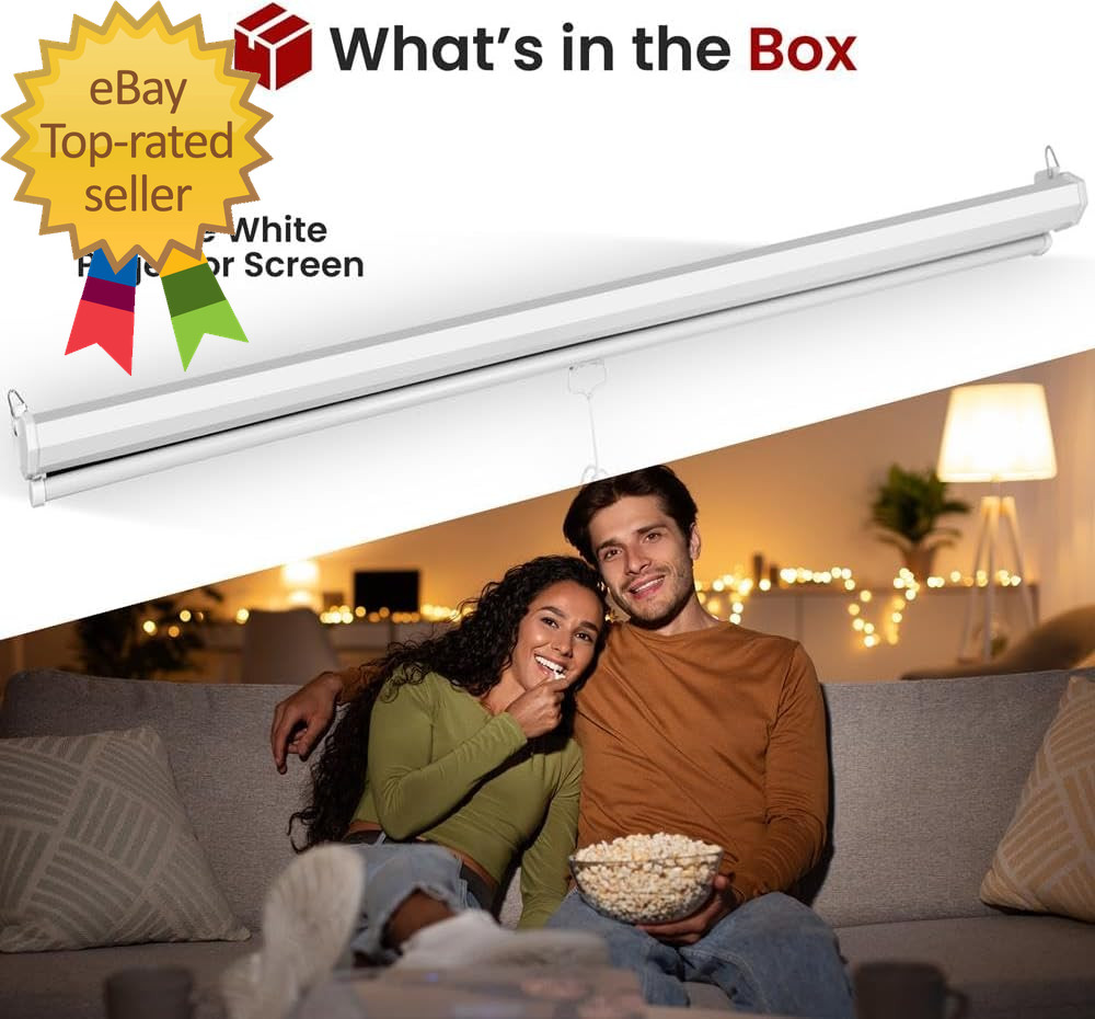 Manual Pull-Down Projector Screen Universal 72-Inch Roll-Down Retractable Manua