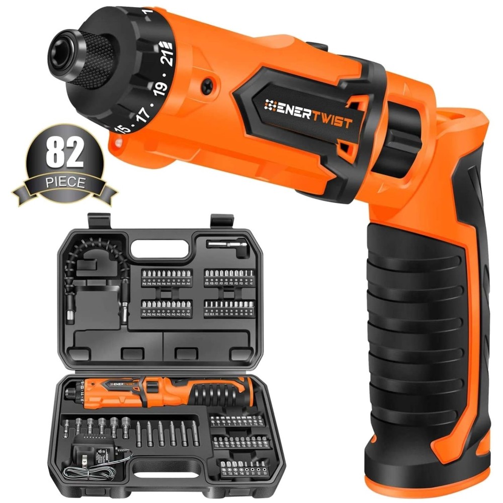 Lightweight 8V Cordless Screwdriver Set with LED Light & 82pcs Accessory Kit