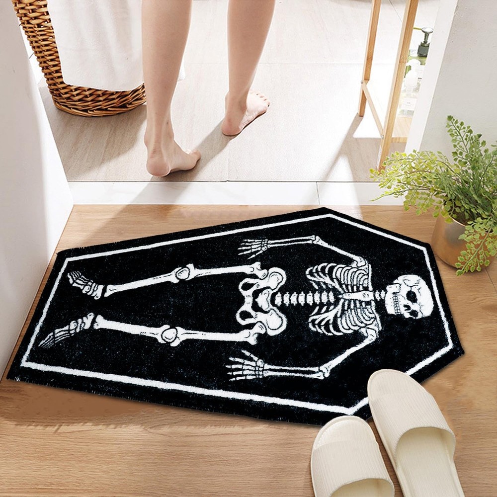 Skull Bath Mat - Goth, Gothic 1'8" x 2'8" (Rectangular), Coffin