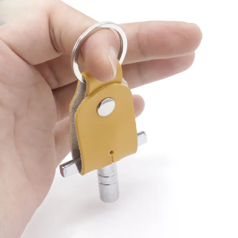 Leather Keychain with Removable Drum Key Snare Tom Tuning
