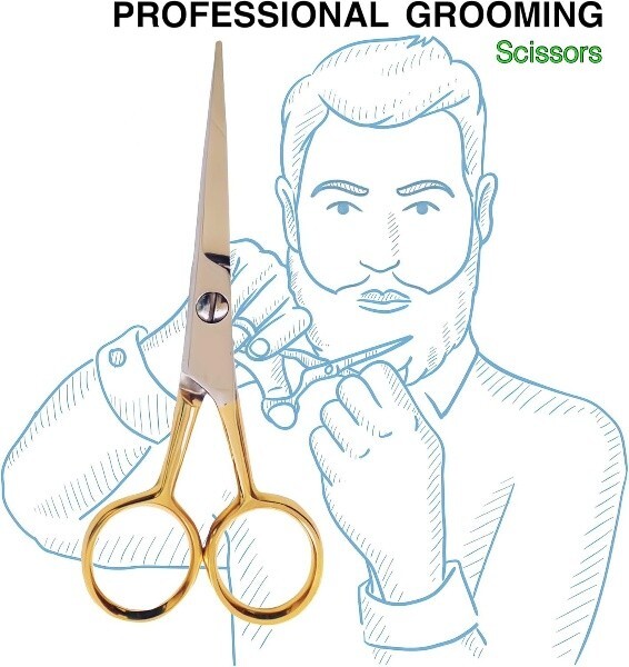 Beard Mustache Grooming Set - Precision Scissors and Combs Kit for Men -...