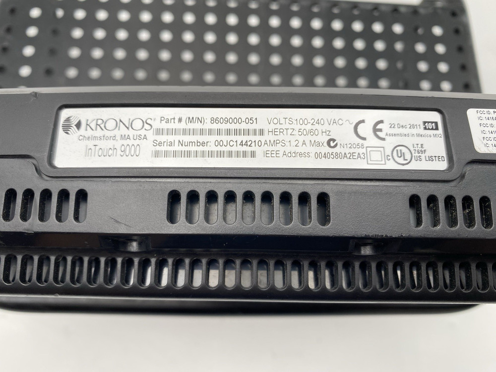 Kronos InTouch 9000 8609000-028 Bar Code Badge Reader Biometric Time Clock
