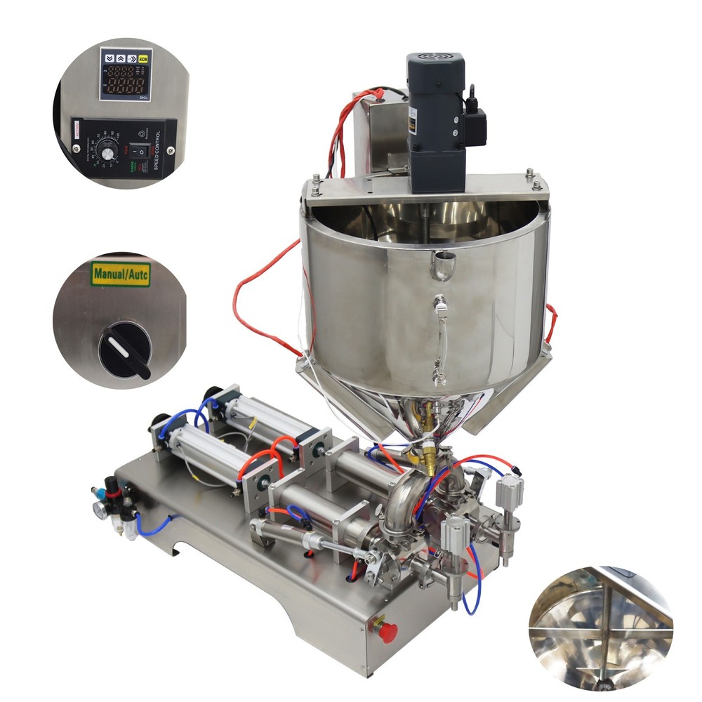 Dual Nozzle 50-500ml Liquid & Paste Filling Machine W/Heating Mixing Function