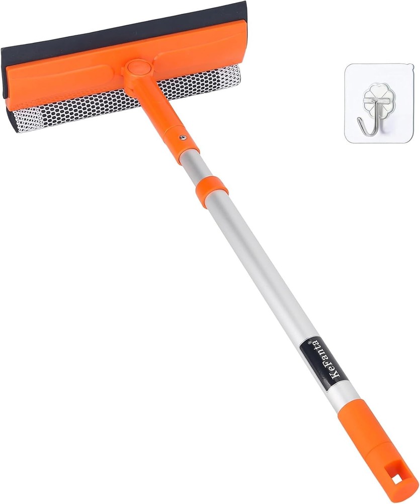 Window Squeegee for Home, Car Windshield Cleaner Telescopic Squeegee, Orange