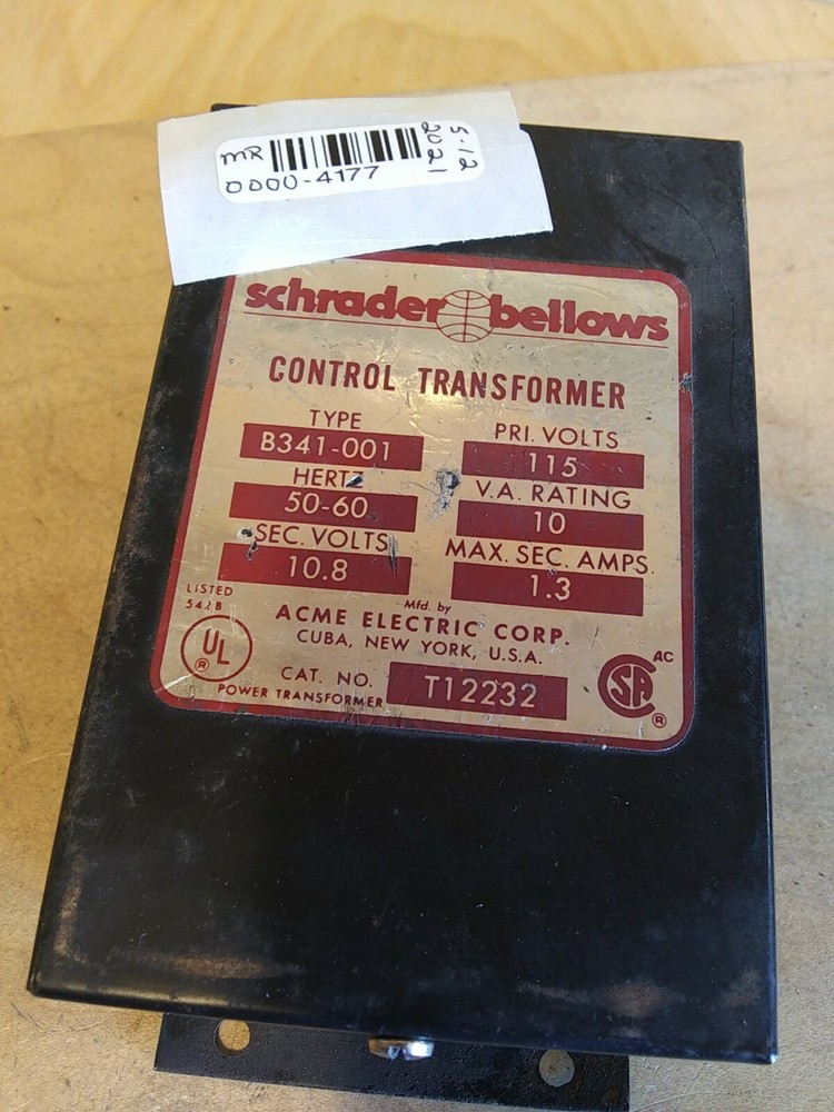 Schrader Bellows B341-001 Control Transformer T12232