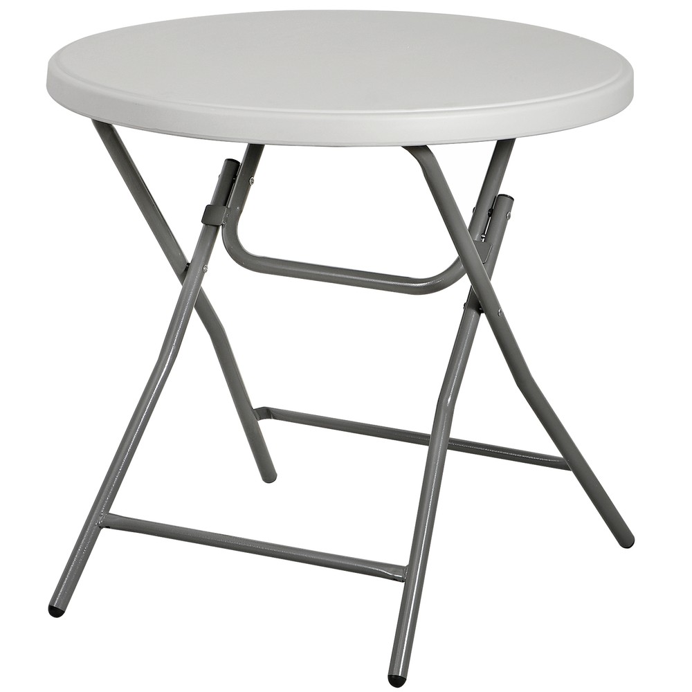 32" Portable Folding Table Round Dining Card Table Plastic Tabletop Metal Frame