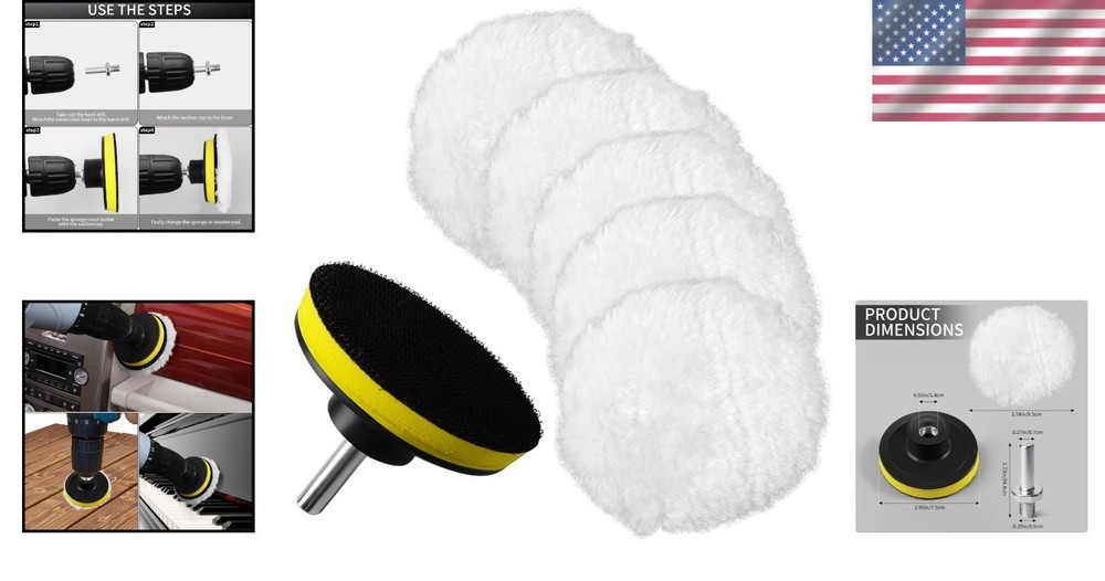 7 Pcs 3 Inch Wool Polisher Buffing Wheel Small Buffing Pads for Drill Buffer Att