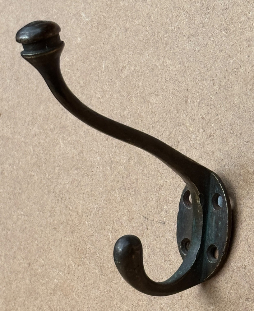 ANTIQUE BRASS DOUBLE COAT HOOK RECLAIMED