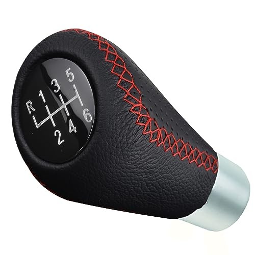 6 Speed Shift Knob Leather Stick Shifting Lever Handle Gear Shifter Knobs Red
