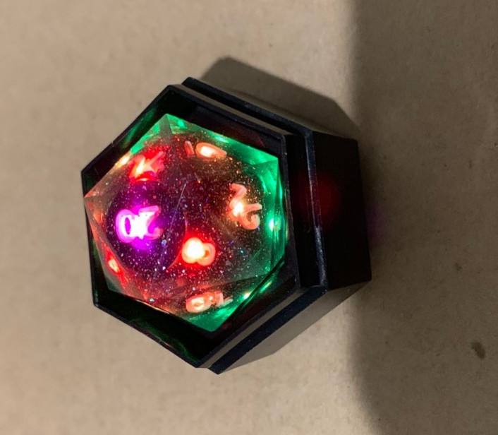 Electronic Dice - D20 (Midnight Galaxy) - RGB Polyhedral Dice, App-Controlled...