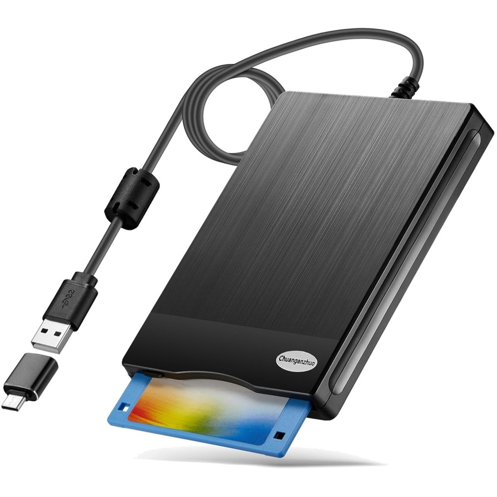 Elegant Brushed Texture 3.5-Inch Floppy Disk Reader - USB Type A & C Compatible