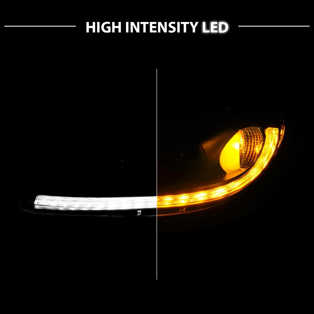 2005 - 2013 For Chevy Corvette LED DRL Sequential Switchback Black Headlights