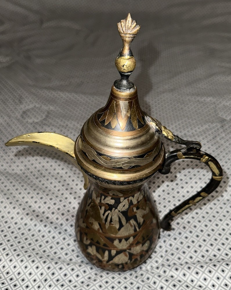 Brass Arabic Egyptian Dallah Coffee Pot 11” Tall