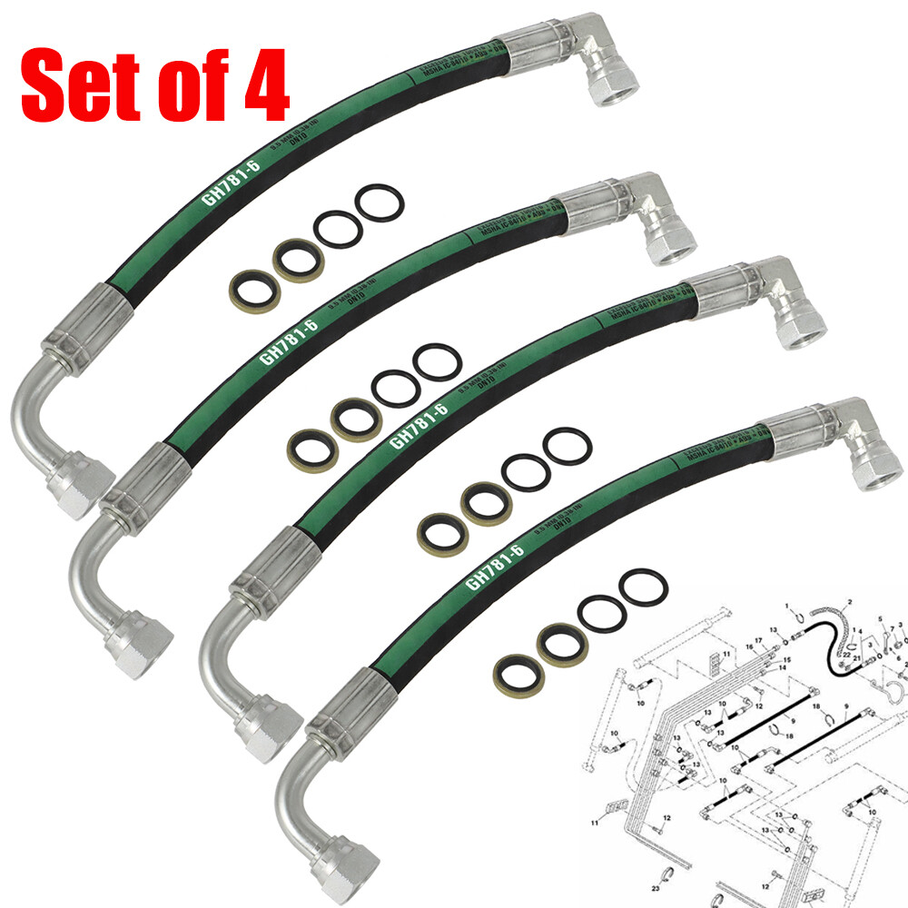 Set of 4 AW29374 -5800psi XTREME-DUTY -EATON Hose- for JOHN DEERE AW29374 US