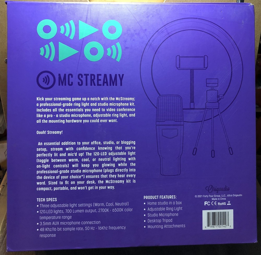 MC Streamy Studio Microphone + Clamp + Desktop Tripod + Audio Adapter Open Box