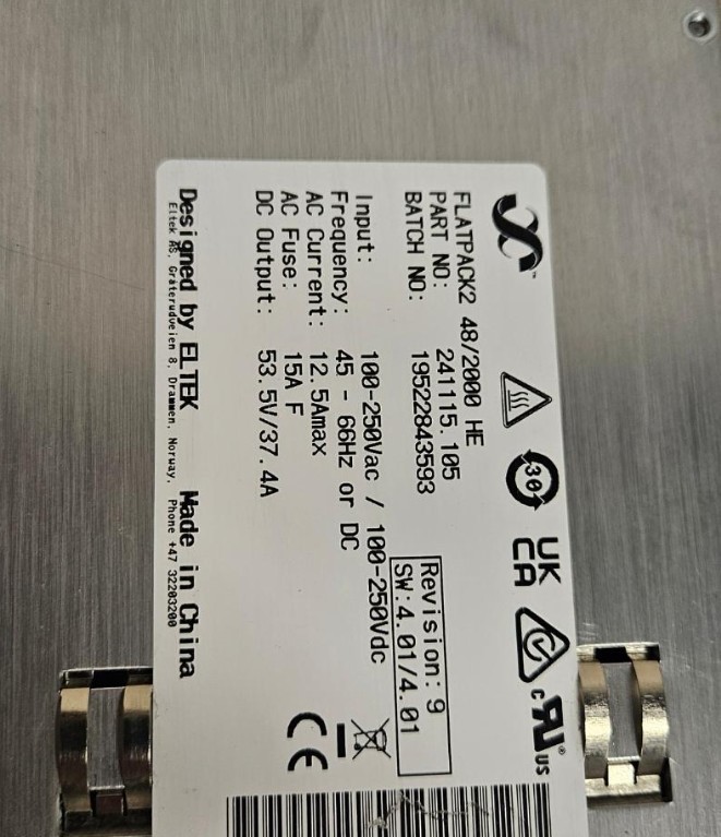 241115.105 ELTEK VALERE FLATPACK2 48/2000 HE POWER RECTIFIER MODULE