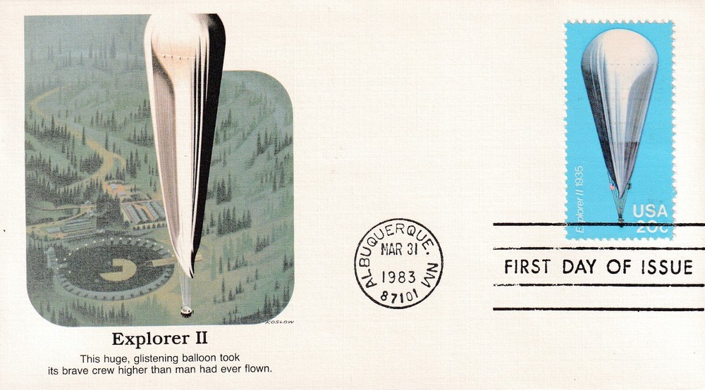 STAMP US SCOTT 2035 "Balloon-Explorer II, 1935" 20 CENT 1983 FDC - B