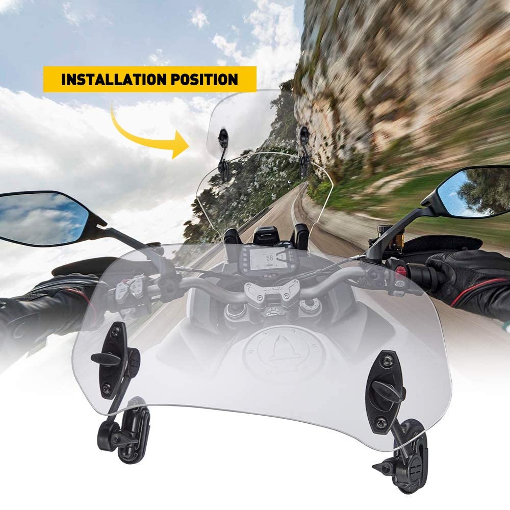 Motorcycle Windshield Spoiler Extension Wind Deflector Clip Adjustable Universal