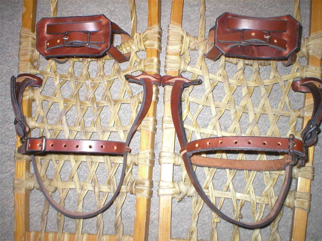 *BINDINGS ONLY* New Pair LEATHER Universal Snowshoe Bindings Straps Harness USA