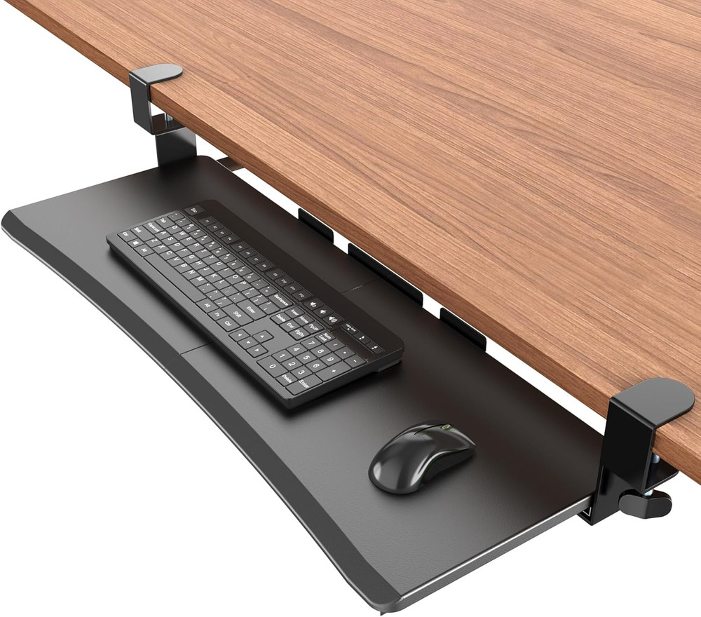 Extra Large Keyboard Tray under Desk - Slide Out with Sturdy C-Clip Mount System