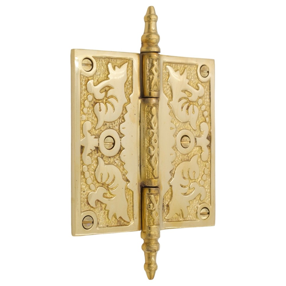 Victorian Polished Brass Door Hinge 4 Inch