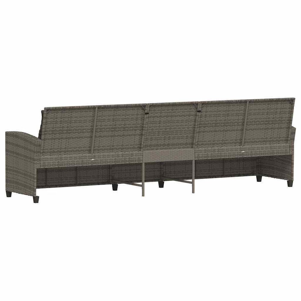 Garden Sofa Grey Poly Rattan 5-seater Removable Covers
