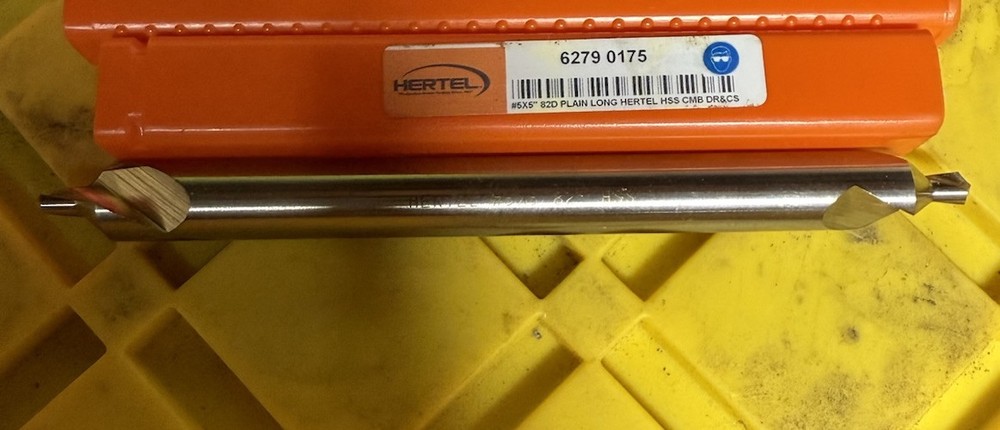 Hertel #5 Plain Cut 82° Incl Angle Solid Carbide Combo Drill & Countersink 7/...