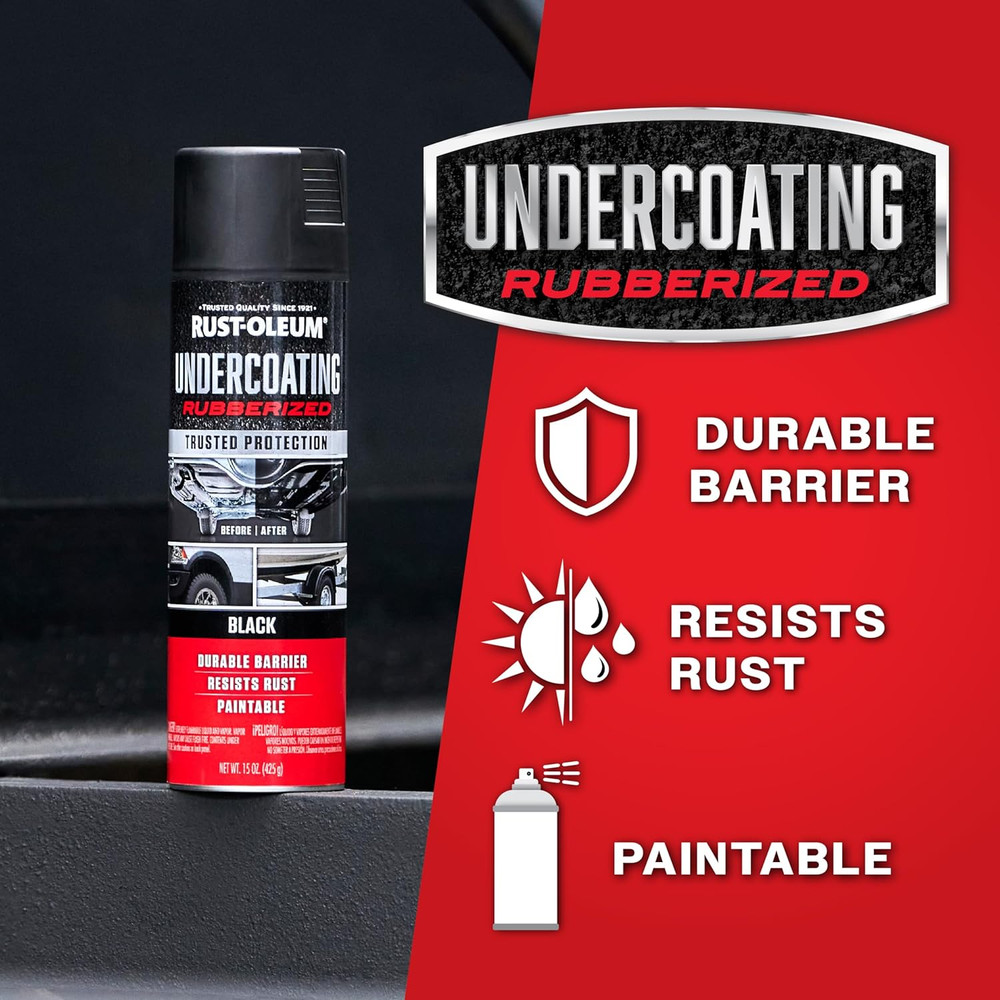 Rust-Oleum 248657 Rubberized Undercoating Spray, 15 Oz, Black