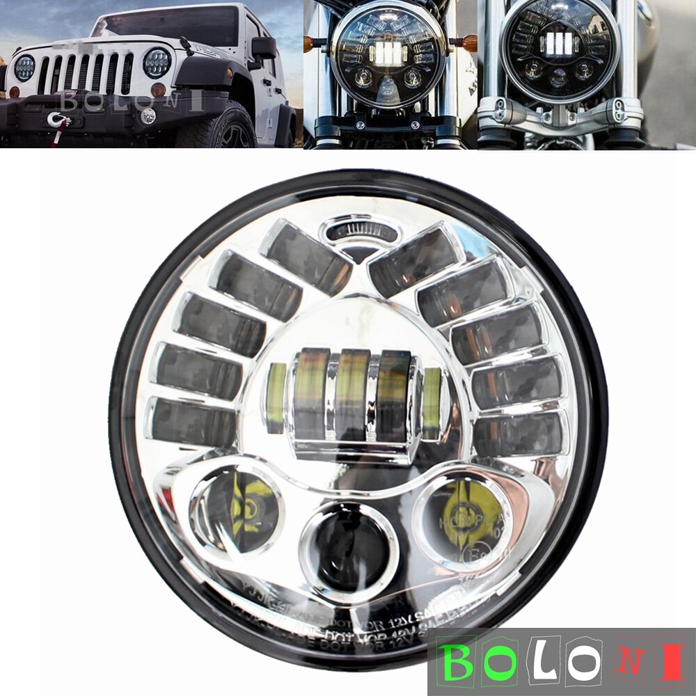 Chrome Round LED Headlight For Harley Softail Touring DOT SAE E9 approved 94-13