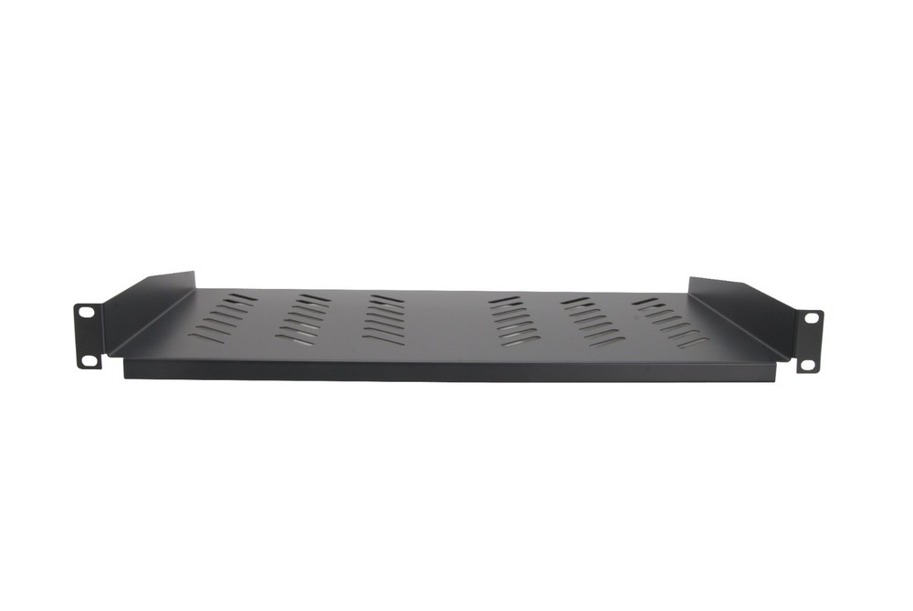 2-Pack - 1U 19” Server Shelf Vented Rack Mounts 10” Deep Tray Storage Set Black