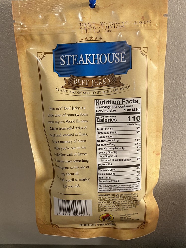 Bucees Steakhouse Beef Jerky 4oz