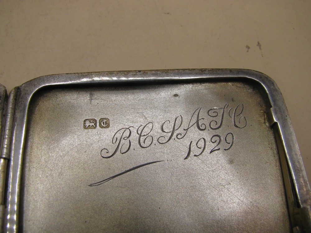 Chester 1929 Sterling Silver Cigarette Case With Engine Turned Design