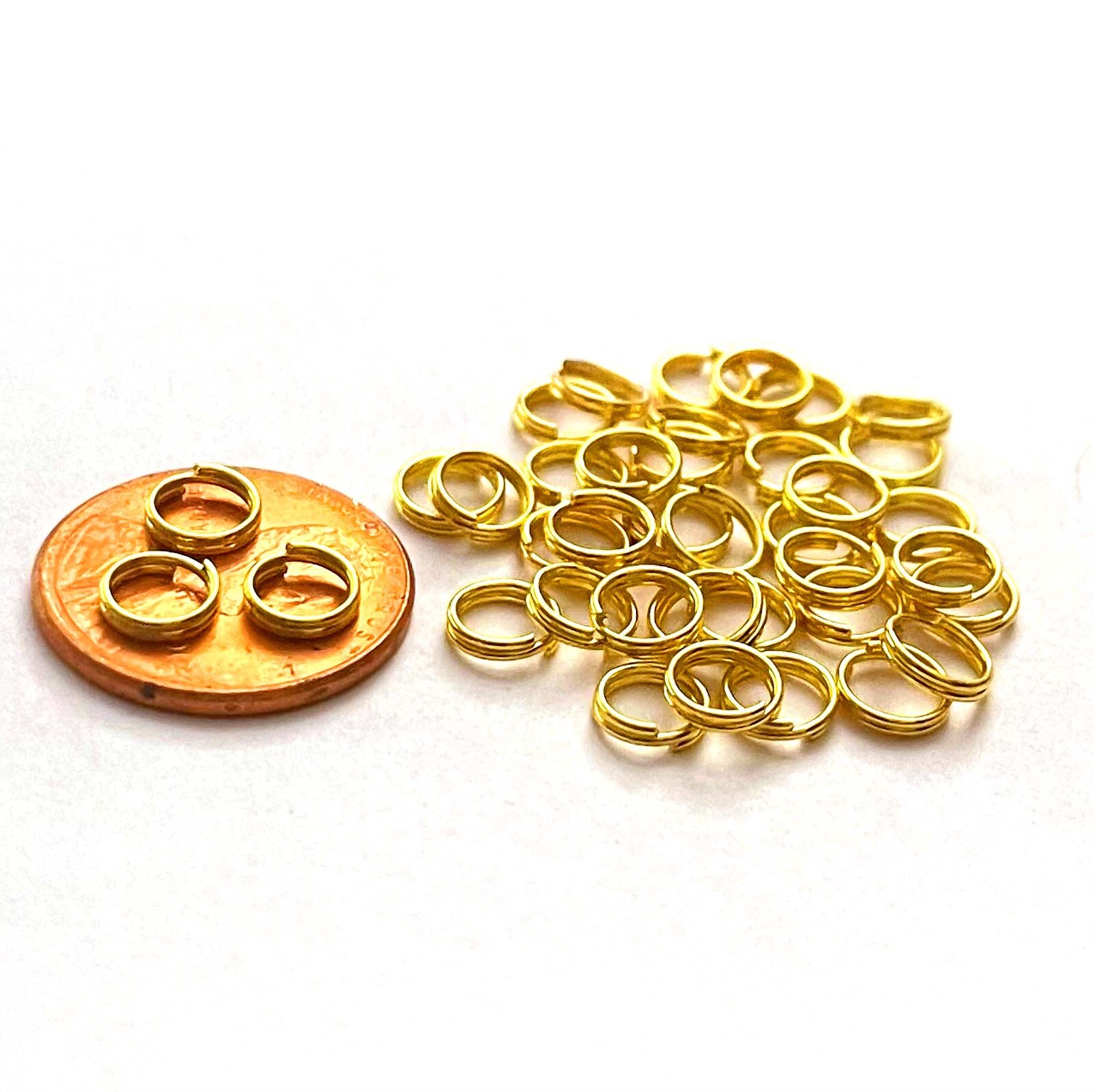 50 Gold Plated Double Split Jump Rings Findings Connectors 22 gauge 6mm