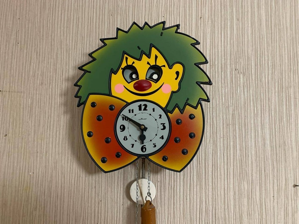 New Vintage Clock Soviet Mechanical Clock Working Soviet CLOWN Wall Clock
