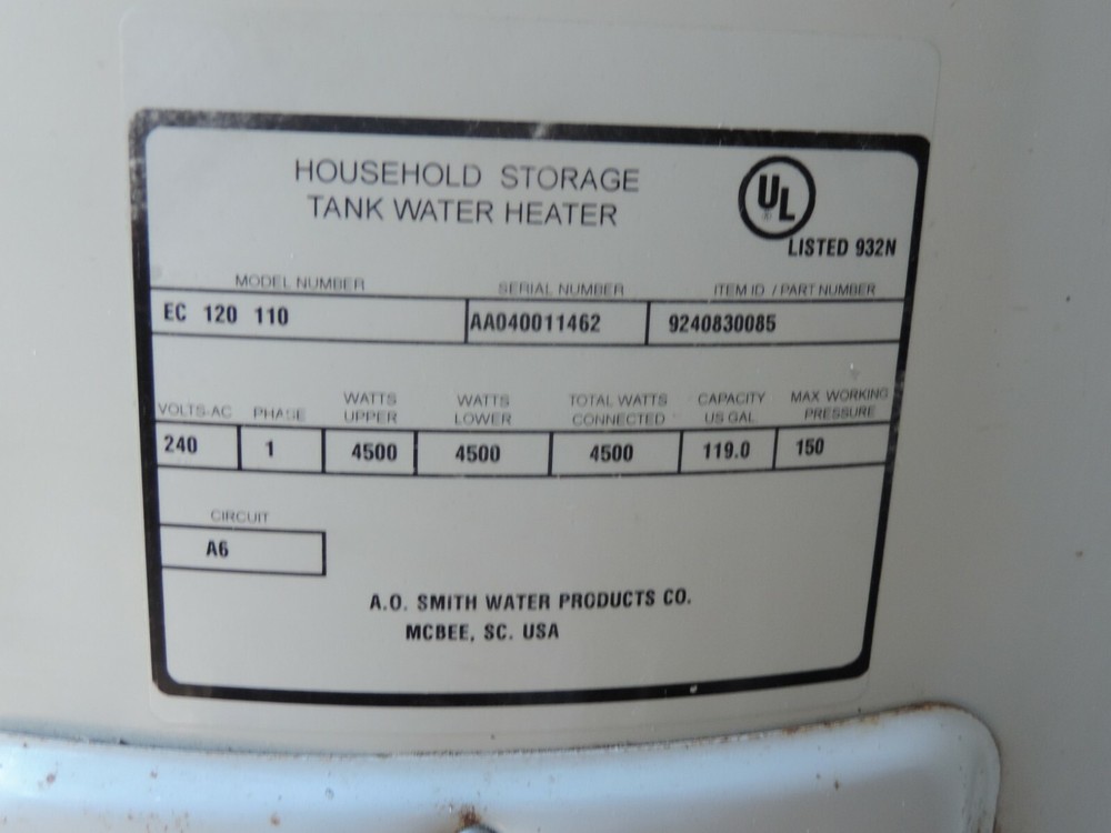 COMMERCIAL WATER HEATER (ELECTRIC)