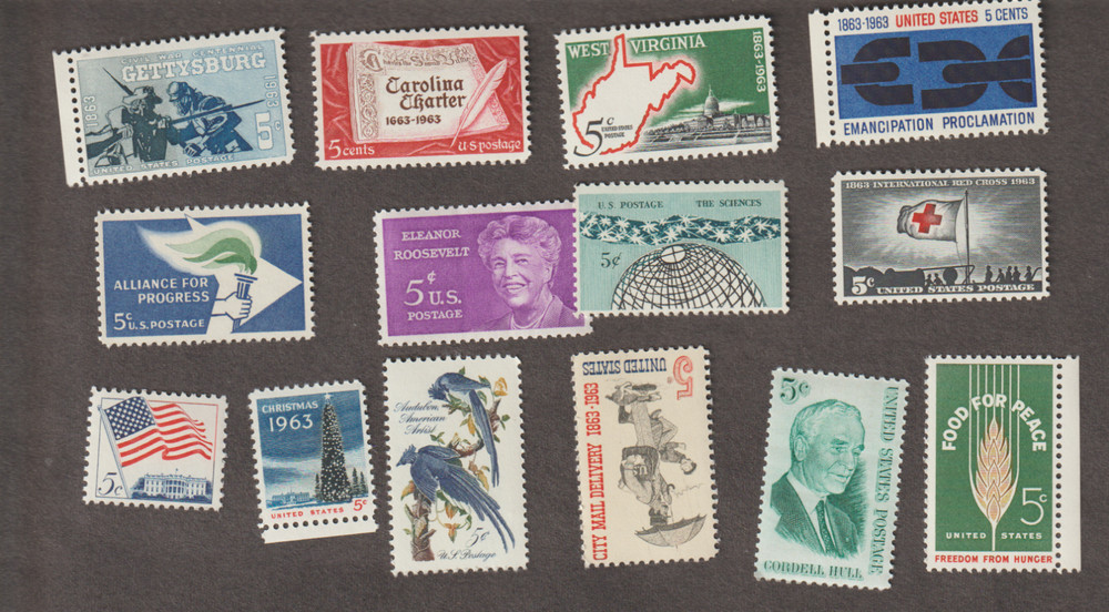 1966 US COMPLETE COMMEMORATIVE YEAR SET 16 MNH STAMPS