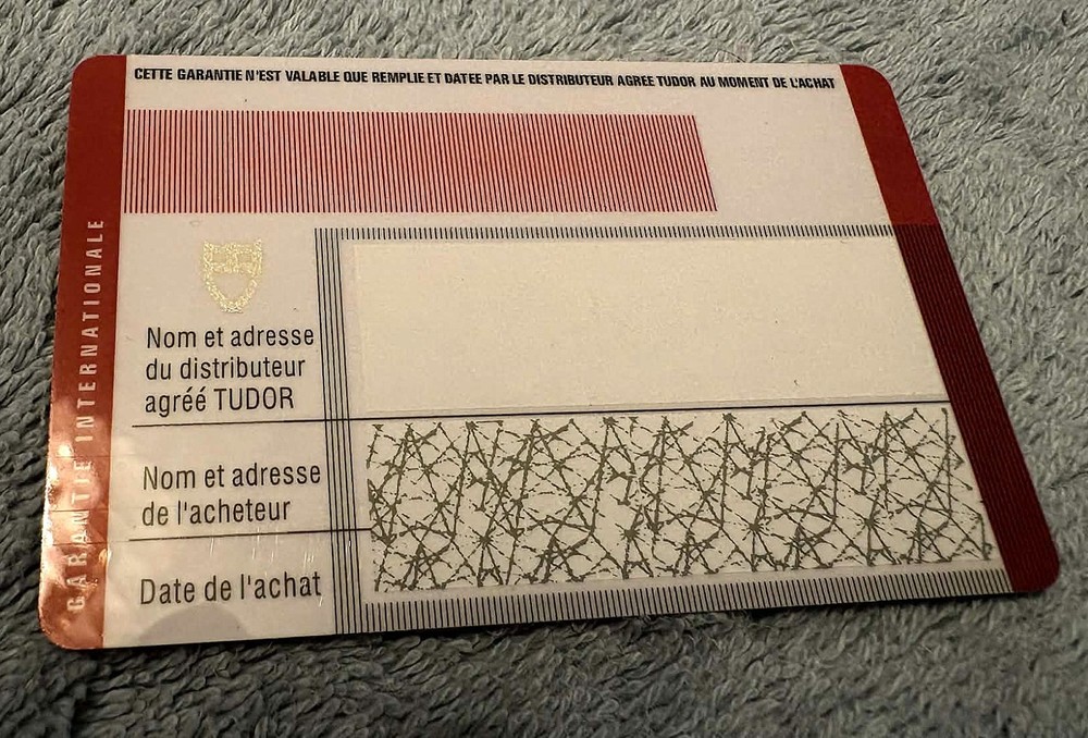 Tudor/Rolex Authentic card. !