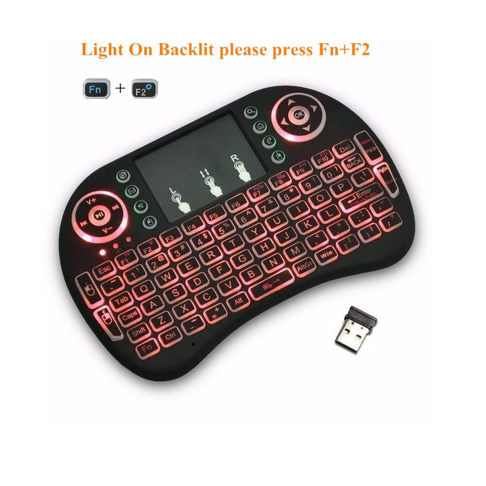 Backlit Mini Wireless Keyboard, Air Mouse Portable Combo with Touchpad Mouse ...