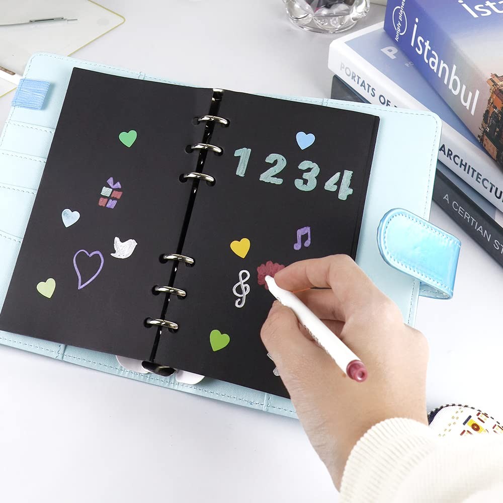 2 Pack A6 Refill Paper Blank 6 Ring Planner Refills Black Blank,