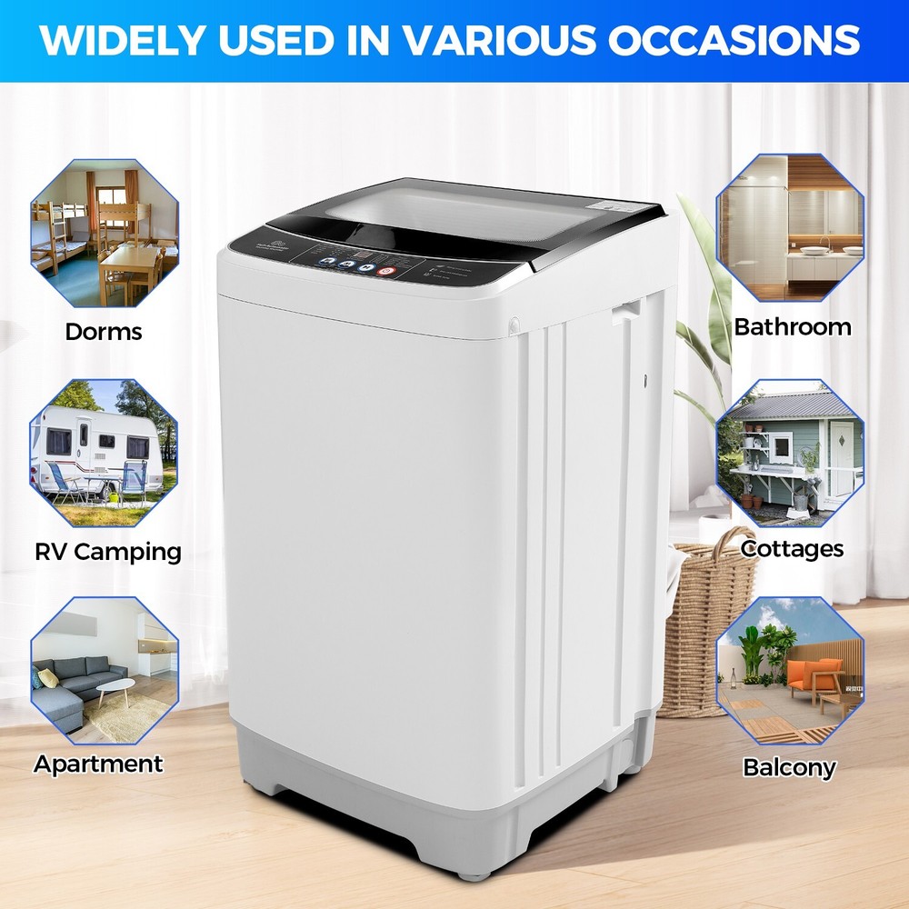 Washing Machine Full Automatic 17.8LB Top-Loading Compact Laundry Washer & Dryer