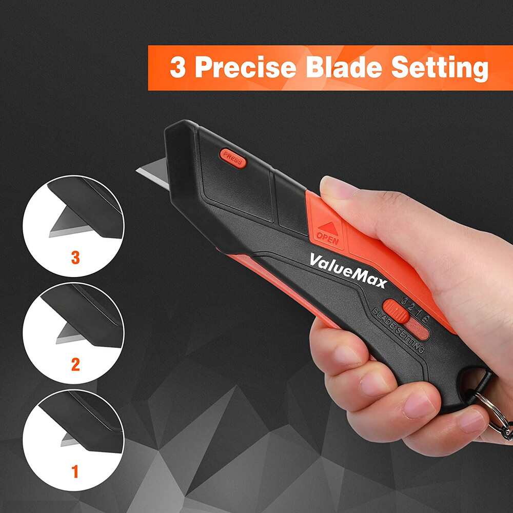 ValueMax 2-Pack Box Cutter Knife, Self-Retracting 3-Position Locking Blade