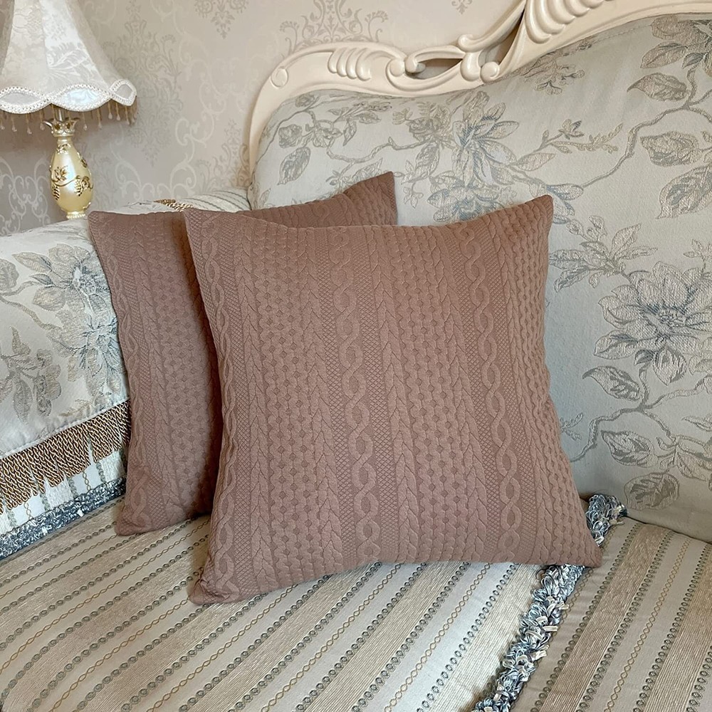 Himerus Super Soft Embossed Braided Pattern,  2 Farmhouse Throw Pillow Covers