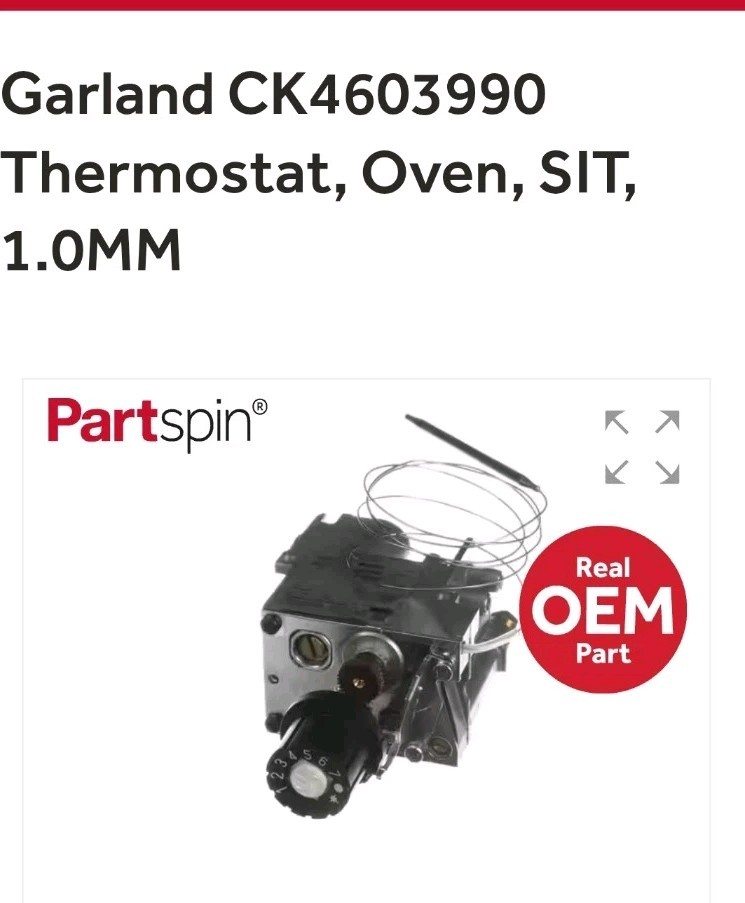 Garland CK4603990 Thermostat, Oven SIT Control 1.0MM Genuine OEM New In Box